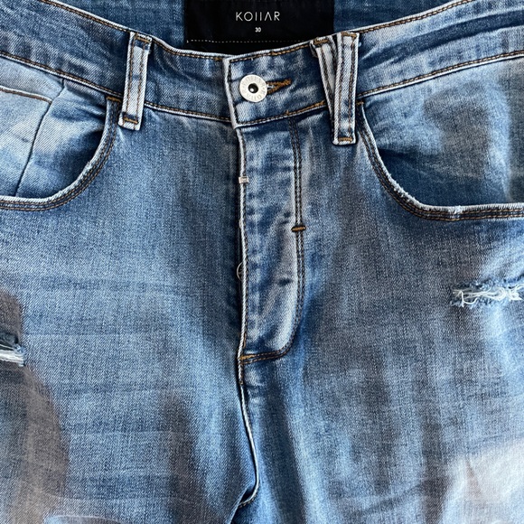 KOLLAR jeans Blow Out Knee Snap Ankle - Size 30 - Picture 3 of 5